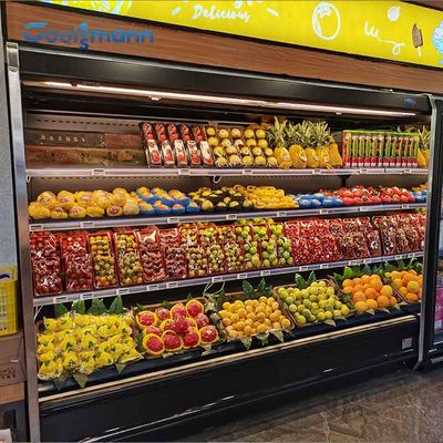Supermercado Front Display Chiller aberto, armário aberto do refrigerador de Multideck do fruto da cortina de ar