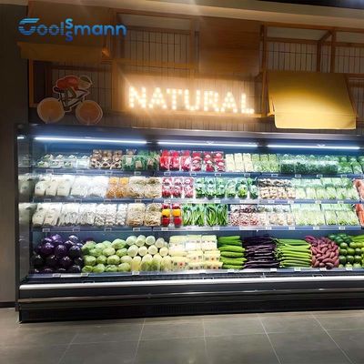 Refrigerador aberto da prateleira ajustável da cortina de Front Refrigerated Display Case Air de quatro camadas